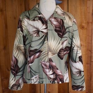 Vintage Handmade 100% Cotton Retro Tropical Hawaiian Print Blazer Jacket Size L